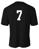 BBA OUTLAWS DRI FIT SHIRT BLACK WITH NUMBER (CLICK ON "Special instructions for seller" IN THE SHOPPING CART TO ENTER CUSTOM NUMBER)
