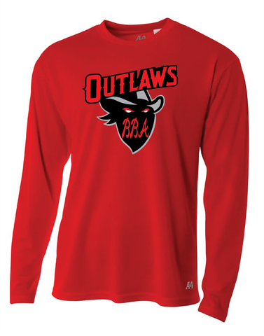 BBA OUTLAWS DRI FIT LONGSLEEVE SHIRT RED