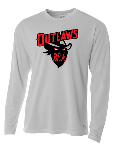 BBA OUTLAWS DRI FIT LONGSLEEVE SHIRT SILVER