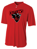 BBA OUTLAWS DRI FIT 2 BUTTON JERSEY WITH NUMBER  (CLICK ON "Special instructions for seller" IN THE SHOPPING CART TO ENTER CUSTOM NUMBER)